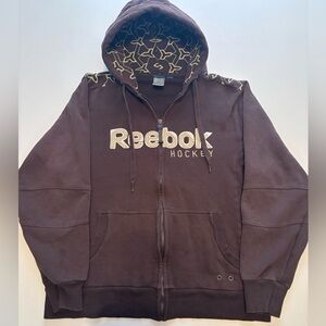 Vintage Y2K Reebok Men's Brown zip up hoodie